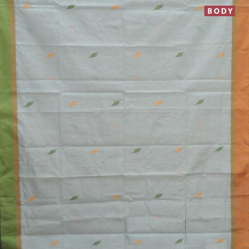 Jamdhani cotton saree pastel grey with thread woven buttas and ganga jamuna border - {{ collection.title }} by Prashanti Sarees