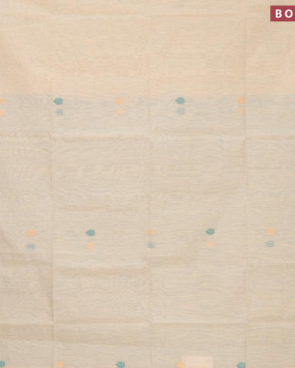 Jamdhani cotton saree cream and pastel blue with thread woven buttas and contrast border - {{ collection.title }} by Prashanti Sarees