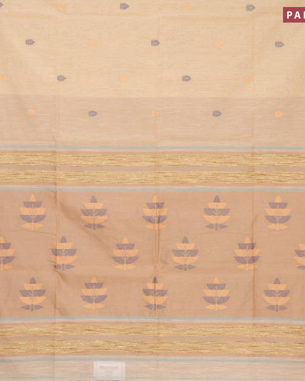 Jamdhani cotton saree sandal with thread woven buttas and simple border - {{ collection.title }} by Prashanti Sarees