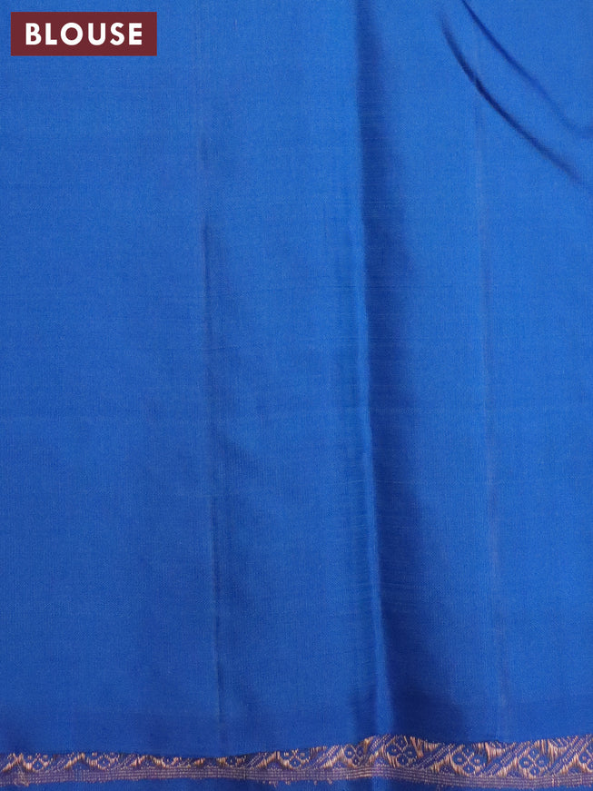 Pure kanjivaram silk saree pastel blue shade and blue with zari weaves & annam buttas in borderless style