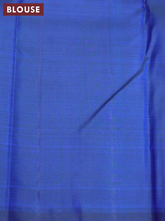 Pure kanjivaram silk saree purple and blue with allover zari weaves in borderless style