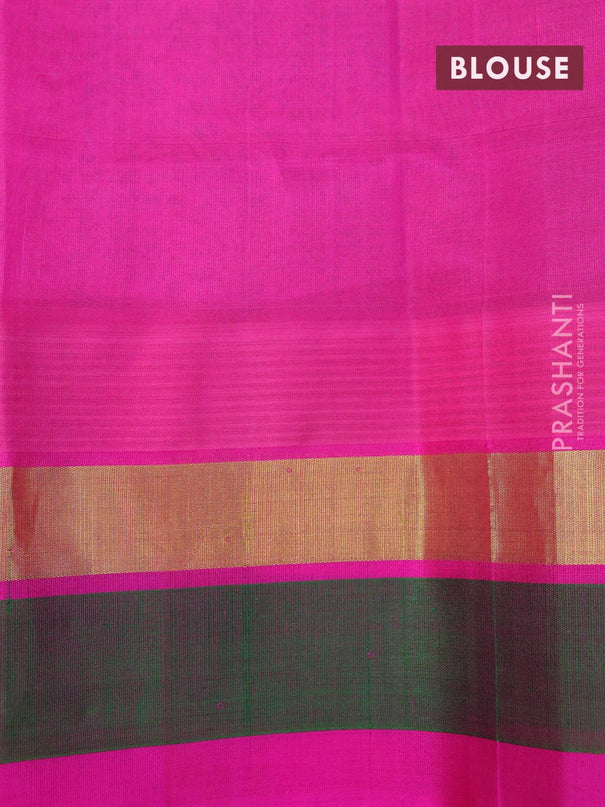 Silk cotton saree grey and pink with allover kalamkari prints and temple design zari woven simple border - {{ collection.title }} by Prashanti Sarees