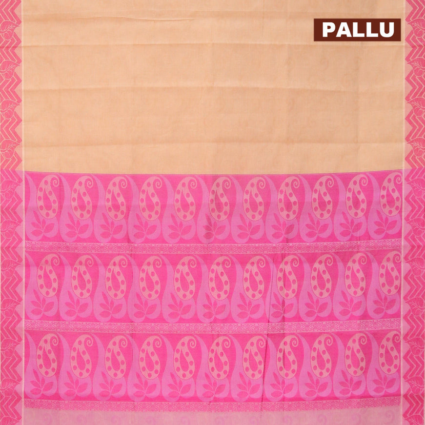 Coimbatore cotton saree sandal and pink with allover self emboss and thread woven border - {{ collection.title }} by Prashanti Sarees