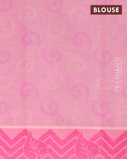 Coimbatore cotton saree sandal and pink with allover self emboss and thread woven border - {{ collection.title }} by Prashanti Sarees