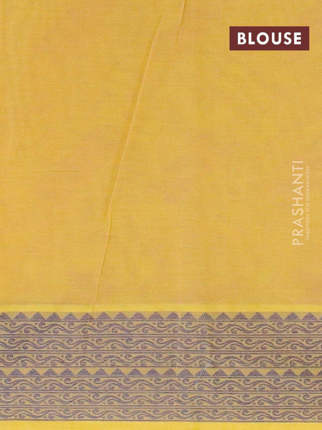 Coimbatore cotton saree dual shade of yellowish pink and blue with allover self emboss and thread woven border - {{ collection.title }} by Prashanti Sarees