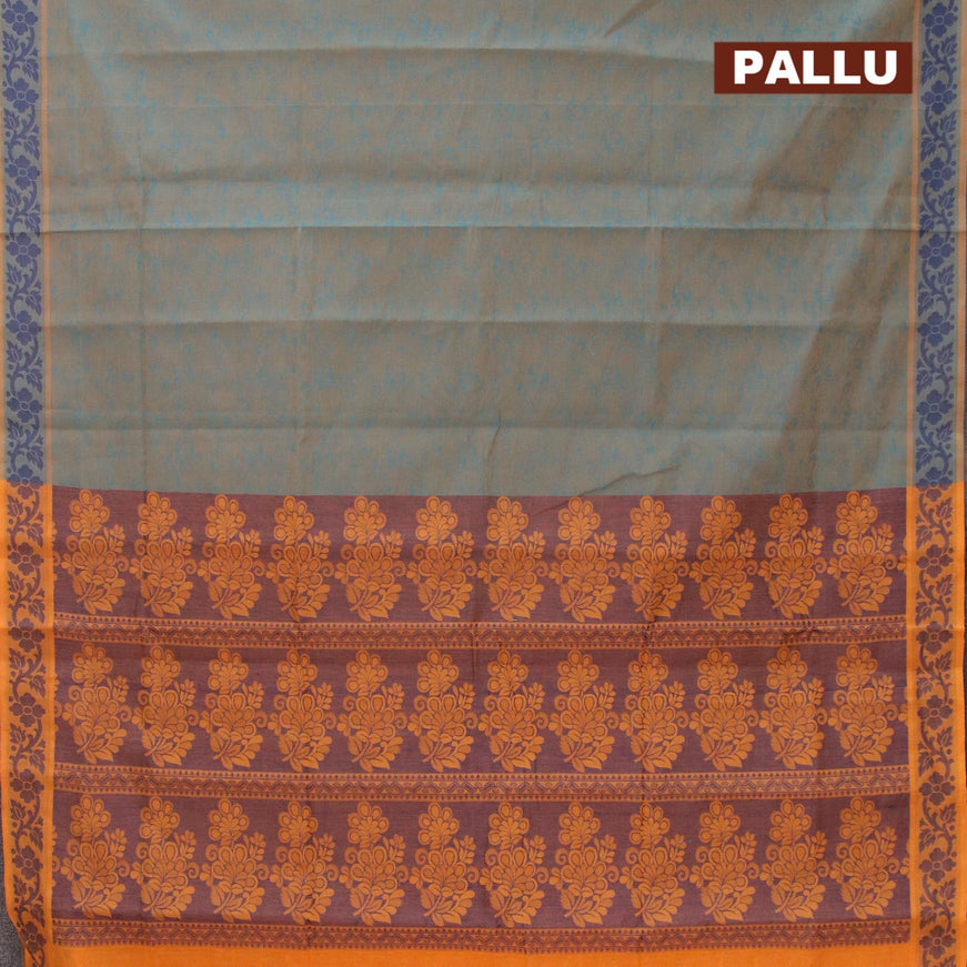 Coimbatore cotton saree dual shade of blue and blue with allover self emboss and thread woven border - {{ collection.title }} by Prashanti Sarees