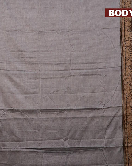 Narayanpet cotton saree grey and black with plain body and thread woven border - {{ collection.title }} by Prashanti Sarees