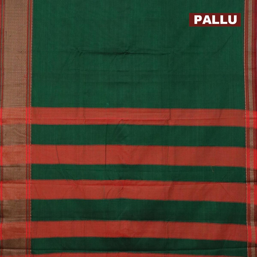 Narayanpet cotton saree green and maroon with plain body and thread woven border - {{ collection.title }} by Prashanti Sarees