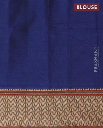 Narayanpet cotton saree blue and maroon with plain body and thread woven border - {{ collection.title }} by Prashanti Sarees