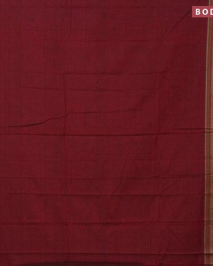 Narayanpet cotton saree maroon and green with plain body and thread woven border - {{ collection.title }} by Prashanti Sarees