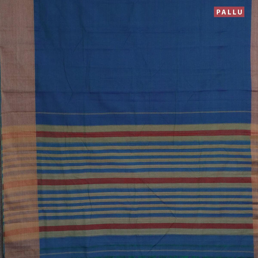 Narayanpet cotton saree dual shade of bluish green with plain body and thread woven border - {{ collection.title }} by Prashanti Sarees