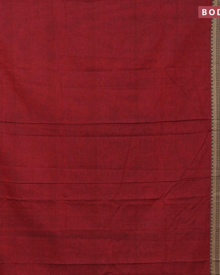 Narayanpet cotton saree maroon with plain body and thread woven border - {{ collection.title }} by Prashanti Sarees