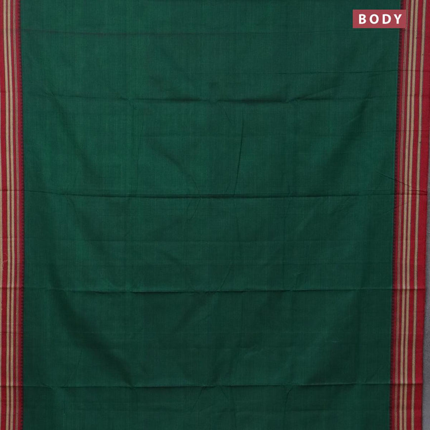 Narayanpet cotton saree green and maroon with plain body and thread woven border - {{ collection.title }} by Prashanti Sarees