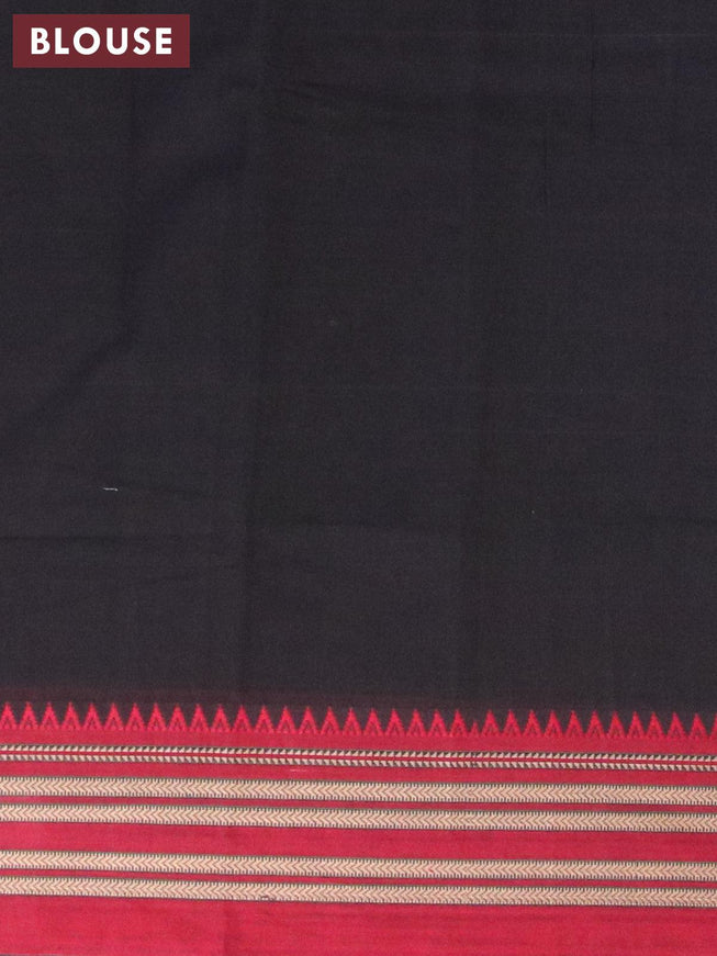 Narayanpet cotton saree black and maroon with plain body and thread woven border - {{ collection.title }} by Prashanti Sarees