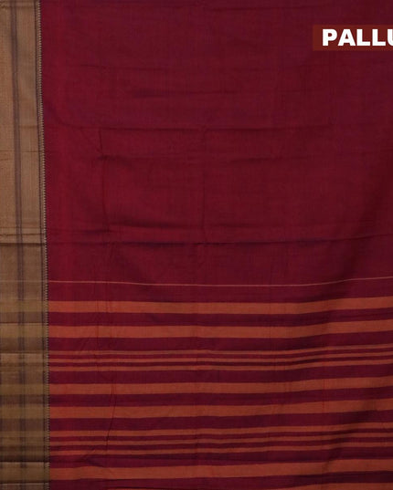 Narayanpet cotton saree maroon with plain body and long thread woven border - {{ collection.title }} by Prashanti Sarees