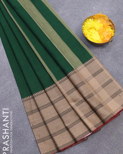 Narayanpet cotton saree green with plain body and long thread woven border - {{ collection.title }} by Prashanti Sarees