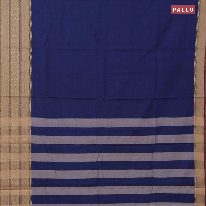 Narayanpet cotton saree blue with plain body and long thread woven border - {{ collection.title }} by Prashanti Sarees