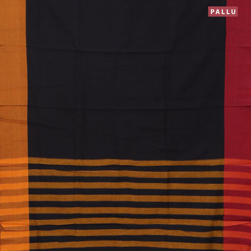 Narayanpet cotton saree black with plain body and ganga jamuna border - {{ collection.title }} by Prashanti Sarees