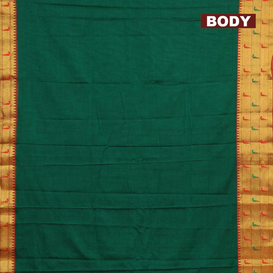 Narayanpet cotton saree green and maroon with allover checked pattern and zari woven border - {{ collection.title }} by Prashanti Sarees