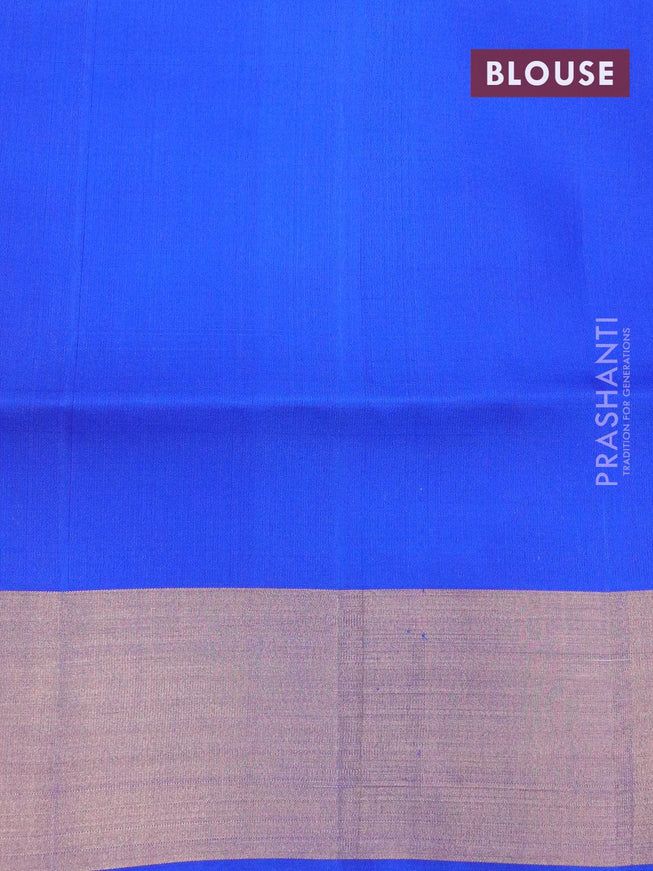 Pure soft silk saree cream and blue with thread & zari woven buttas and zari woven border - {{ collection.title }} by Prashanti Sarees