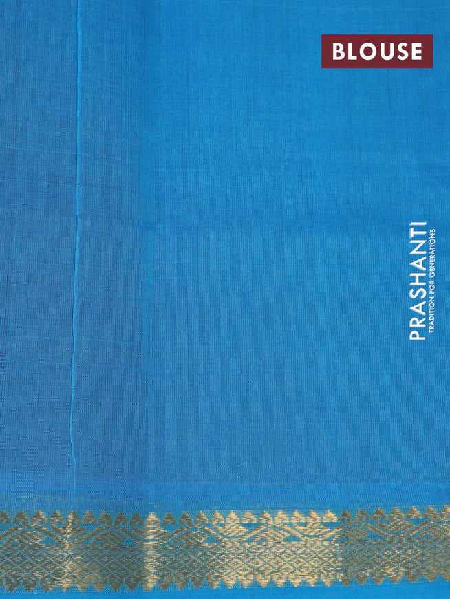 Silk cotton saree blue and light blue with plain body and zari woven border - {{ collection.title }} by Prashanti Sarees