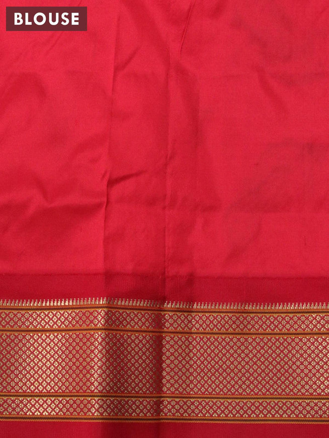 Pure paithani silk saree grey and red with zari woven coin buttas and zari woven border - {{ collection.title }} by Prashanti Sarees