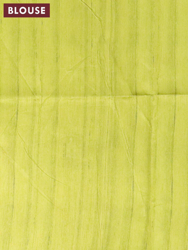 Semi tussar saree fluorescent green and beige with madhubani butta prints and madhubani printed border - {{ collection.title }} by Prashanti Sarees