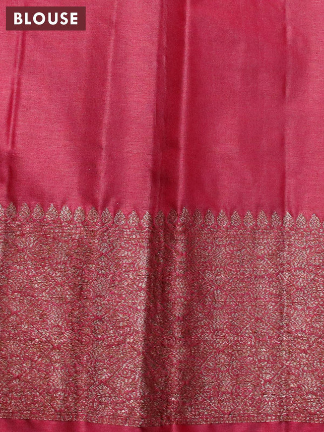 Banarasi tussar silk saree mustard yellow and maroon with thread & zari woven buttas and woven border - {{ collection.title }} by Prashanti Sarees