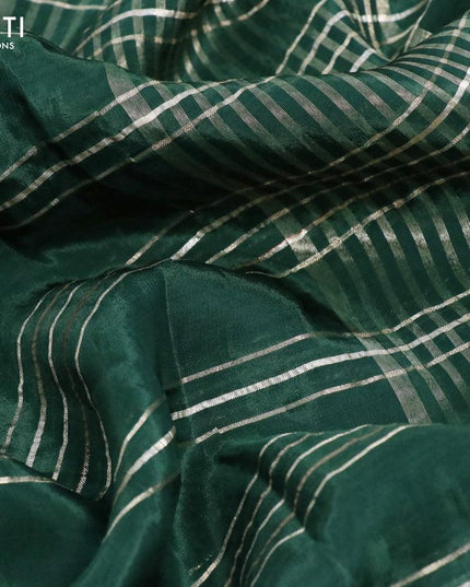 Dola silk saree green and maroon with allover zari woven stripes pattern and rich zari woven border - {{ collection.title }} by Prashanti Sarees