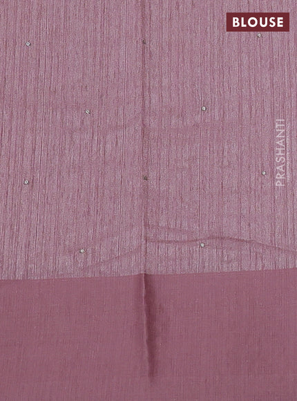 Jute silk saree pastel pink with embroidery buttas and embroidery border