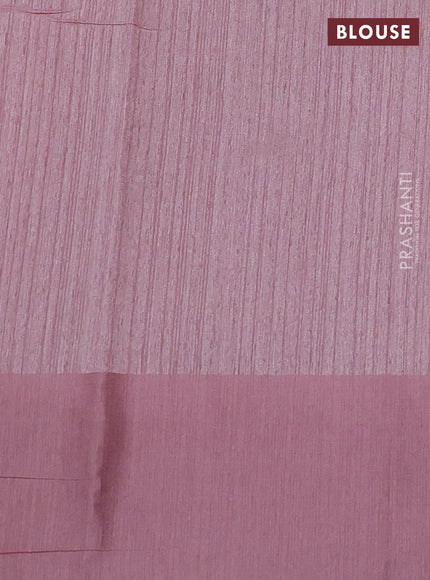 Jute silk saree pastel pink with embroidery buttas and floral embroidery butta border