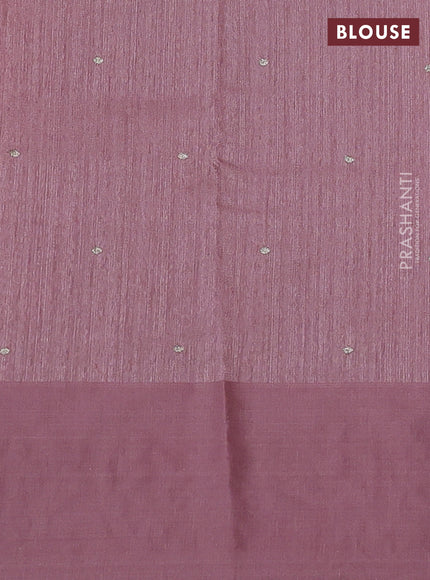 Jute silk saree pastel pink with embroidery buttas and embroidery border