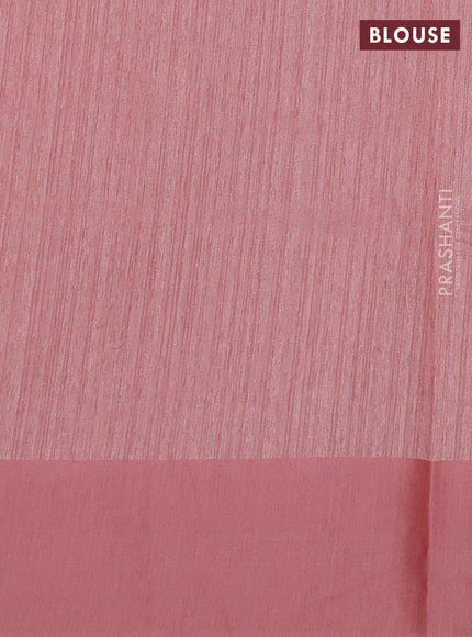Jute silk saree peach shade with embroidery buttas and floral embroidery butta border