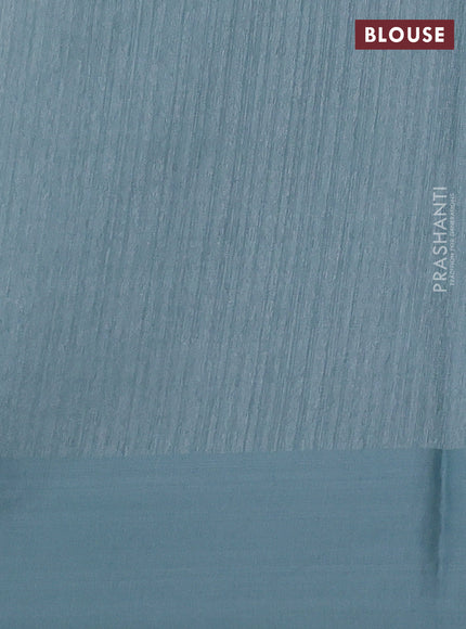 Jute silk saree pastel blue with embroidery buttas and floral embroidery butta border