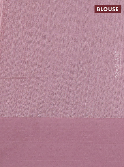 Jute silk saree pastel pink with embroidery buttas and floral embroidery butta border