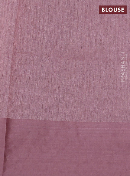 Jute silk saree pastel pink with embroidery buttas and floral embroidery butta border