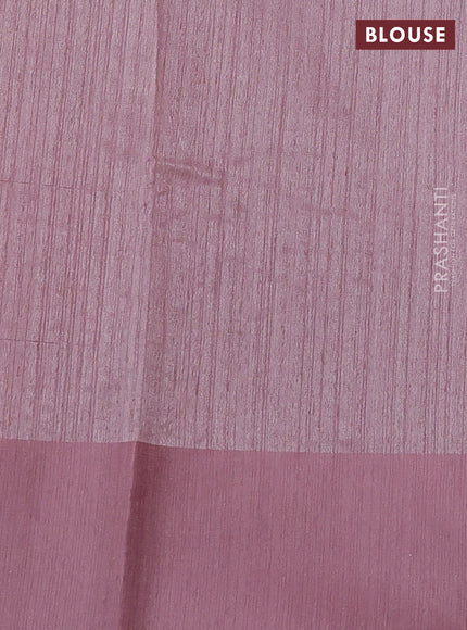 Jute silk saree pastel pink with embroidery buttas and long parsi embroidery simple border