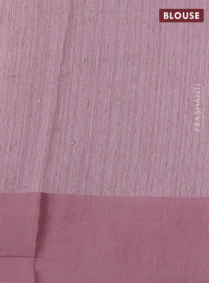 Jute silk saree pastel pink with embroidery buttas and floral embroidery butta border