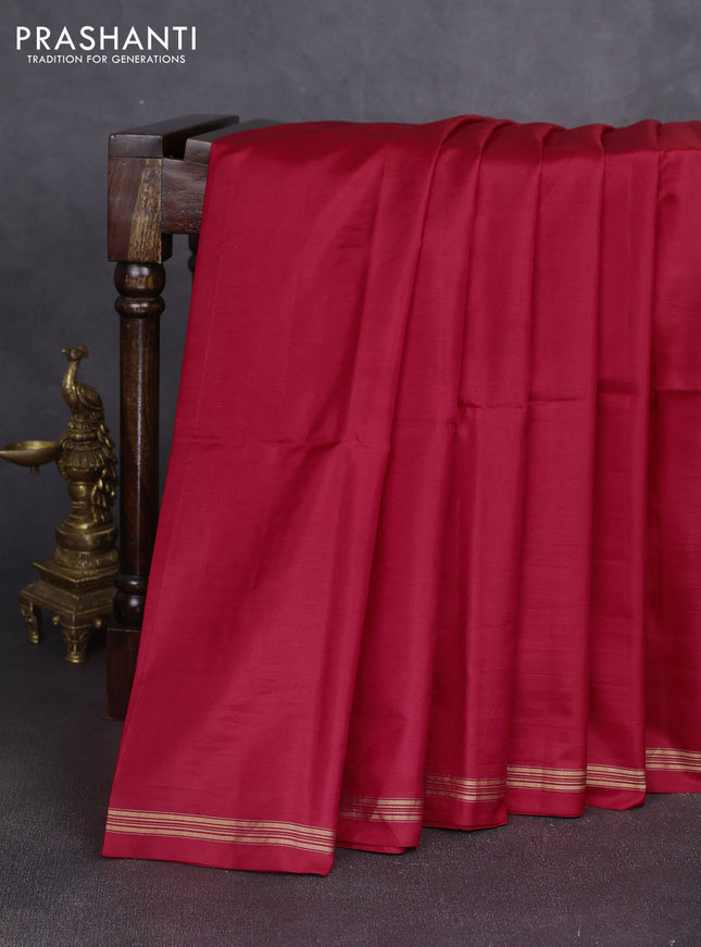 Pure soft silk saree tomato red and mustard yellow with plain body and kalamkari hand printed pallu