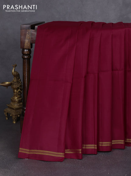 Pure soft silk saree maroon and blue shade with plain body and kalamkari hand printed pallu