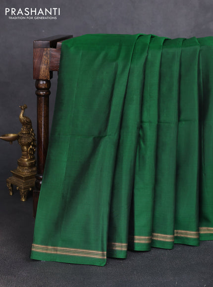 Pure soft silk saree green and pink with plain body and kalamkari hand printed pallu