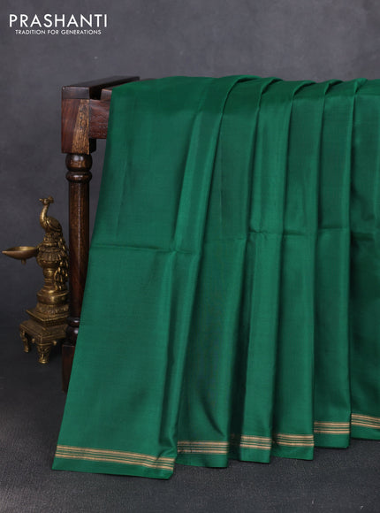 Pure soft silk saree green and purple with plain body and kalamkari hand printed pallu