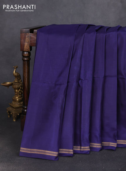 Pure soft silk saree navy blue and yellow with plain body and kalamkari hand printed pallu