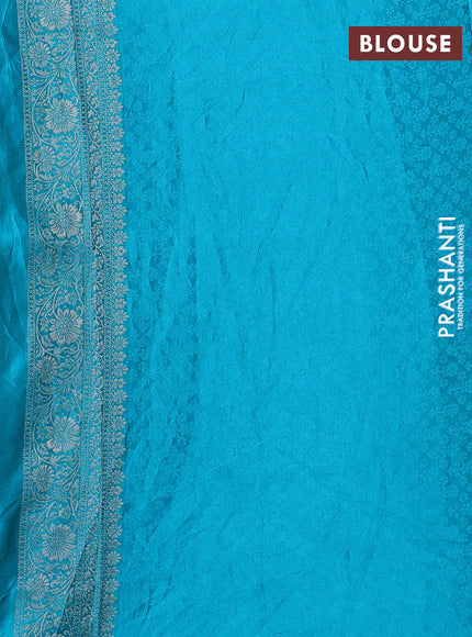 Banarasi silk saree cs blue with allover zari woven brocade weaves and zari woven border
