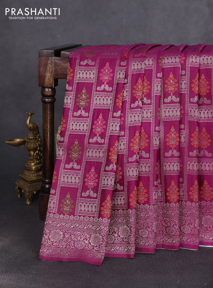 Banarasi silk saree purple with allover zari woven brocade weaves and zari woven border