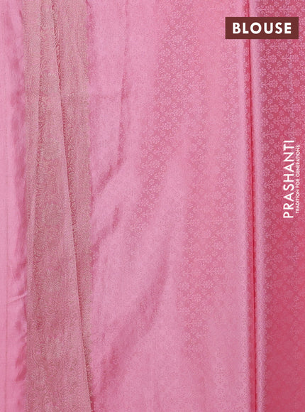Banarasi silk saree light pink with allover zari woven brocade weaves and zari woven border