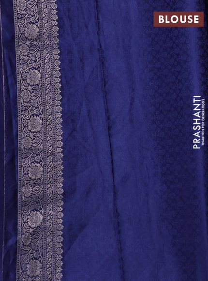 Banarasi silk saree navy blue with allover zari woven brocade weaves and zari woven border