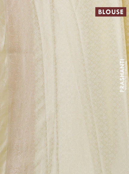 Banarasi silk saree cream with allover zari woven brocade weaves and zari woven border