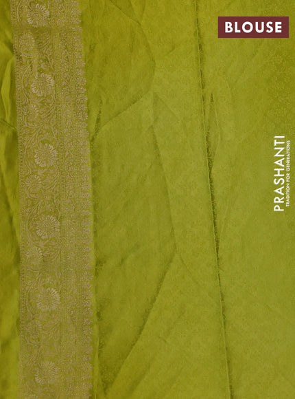 Banarasi silk saree lime green with allover zari woven brocade weaves and zari woven border