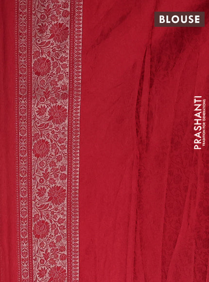 Banarasi silk saree red with allover zari woven brocade weaves and zari woven border